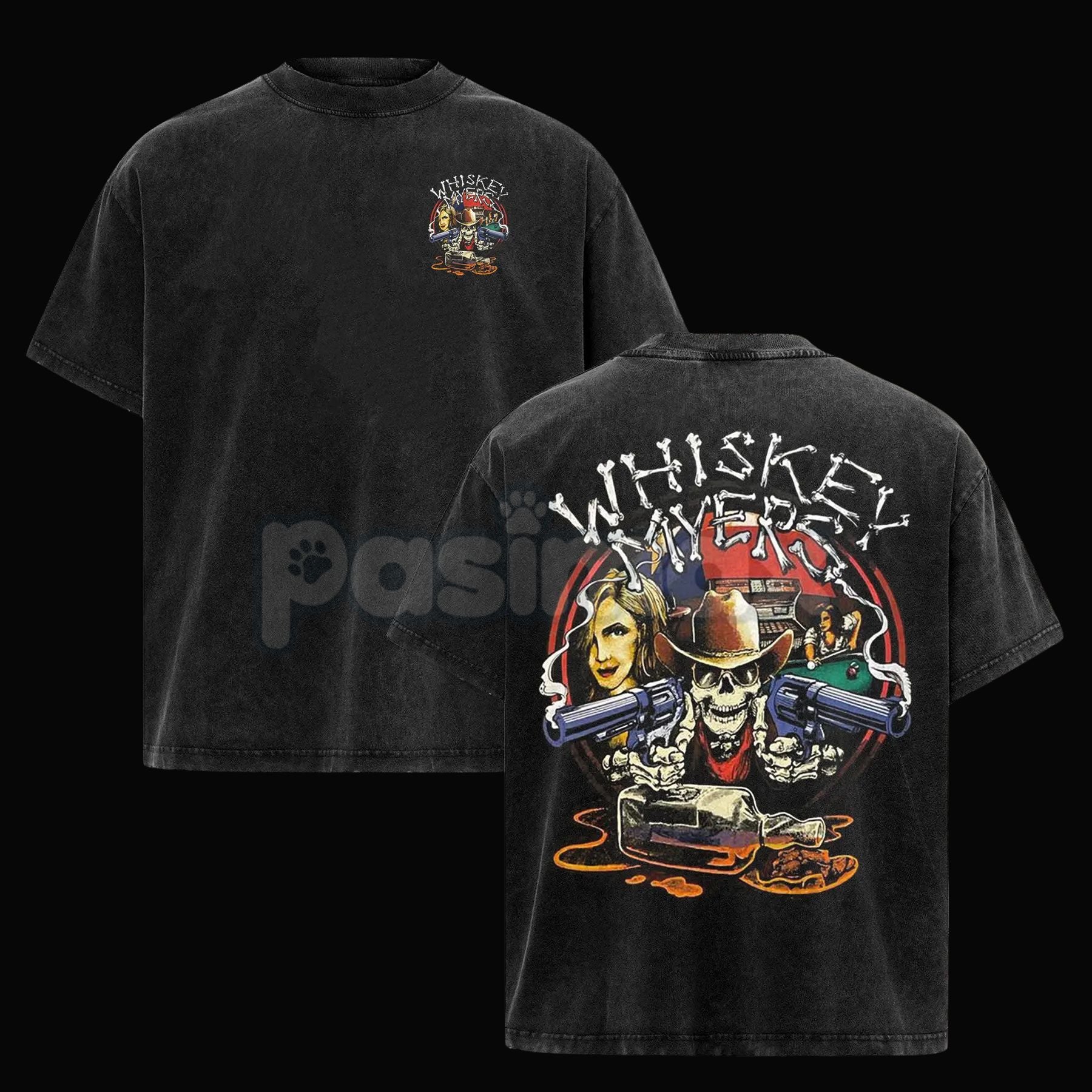 Whiskey Myers Skeleton Cowboy T-Shirt – Revolvers Southern Rock Band Tee, Black Vintage Shirt-Pasimax