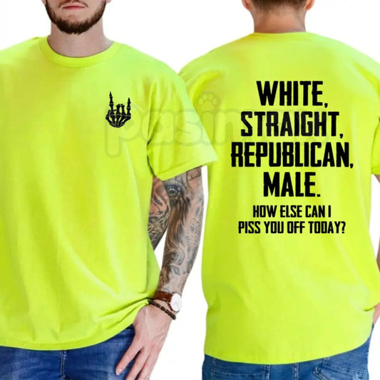 "White Straight Republican Male" T-Shirt – Bold Identity Graphic Tee, Premium 100% Cotton Conservative Menswear, Soft Lived-In Heavyweight Statement Shirt, Made in USA-Pasimax