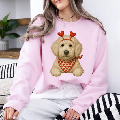 Valentine's Dog Sweatshirt | My Dog is My Valentine Crewneck | Retro Puppy Heart Graphic Jumper | Dog Mom Valentine's Day Gift
