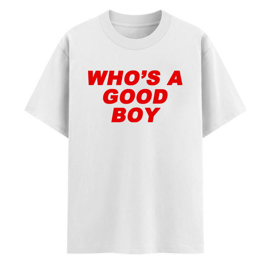"Who's A Good Boy" Nostalgic T-Shirt - Cute Y2K Preppy Apparel, Short Sleeve Top-Pasimax