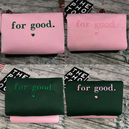 Wicked "For Good" Embroidered Crewneck – Elegant Broadway Tribute Sweatshirt-Pasimax