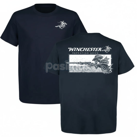 Winchester Repeating Arms T-Shirt - Skeleton Cowboy Graphic Tee, Vintage Western Americana Shirt-Pasimax