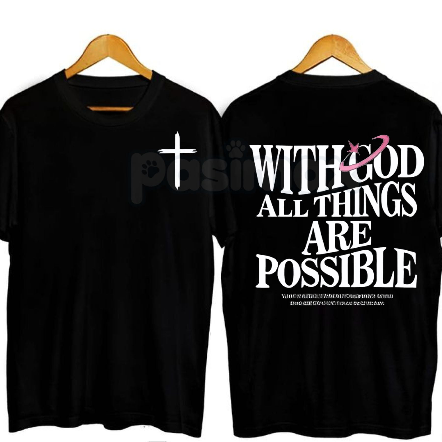 "With God All Things Are Possible" Men's Christian T-Shirt - Bible Verse Matthew 19:26 Graphic Tee, Premium 100% Cotton Scripture Top, Inspirational Religious Gift for Him, Faith-Based Men's Fashion, Soft Lived-In Christian Apparel-Pasimax