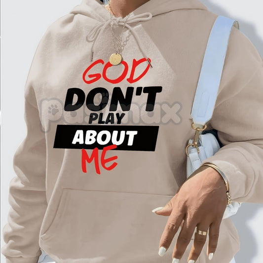 Women's Front Slogan Letter Print Hooded Sweatshirt – Casual Graphic Pullover, Trendy Statement Hoodie-Pasimax