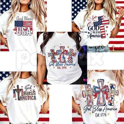 Women's "God Bless America" T-Shirt – USA 250th Anniversary Commemorative Tee, Remastered Heavy Cotton Semiquincentennial Top, Soft Lived-In Patriotic Heritage Shirt, Made in USA-Pasimax