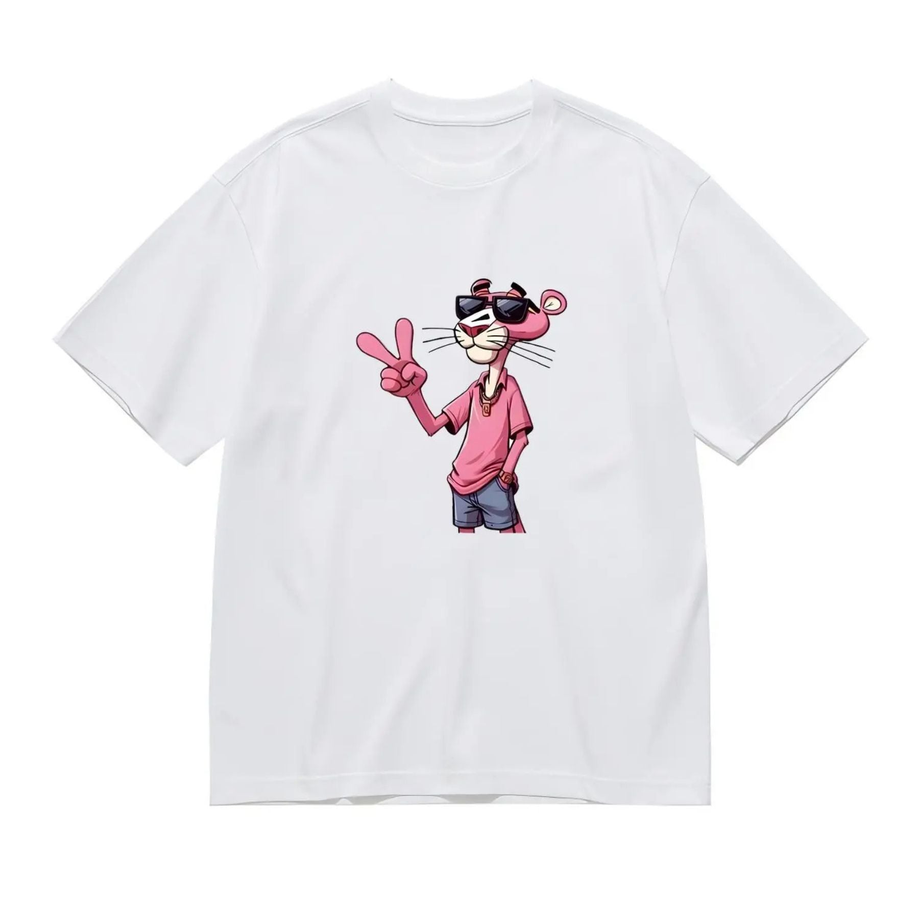 Women's Pink Panther Tee - Timeless Cartoon Graphic Shirt, Playful Casual Apparel-Pasimax