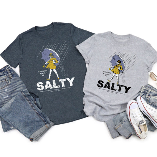 Women's Retro Salty Girl Shirt - Casual Summer Gift Tee, Vintage Beach Apparel-Pasimax