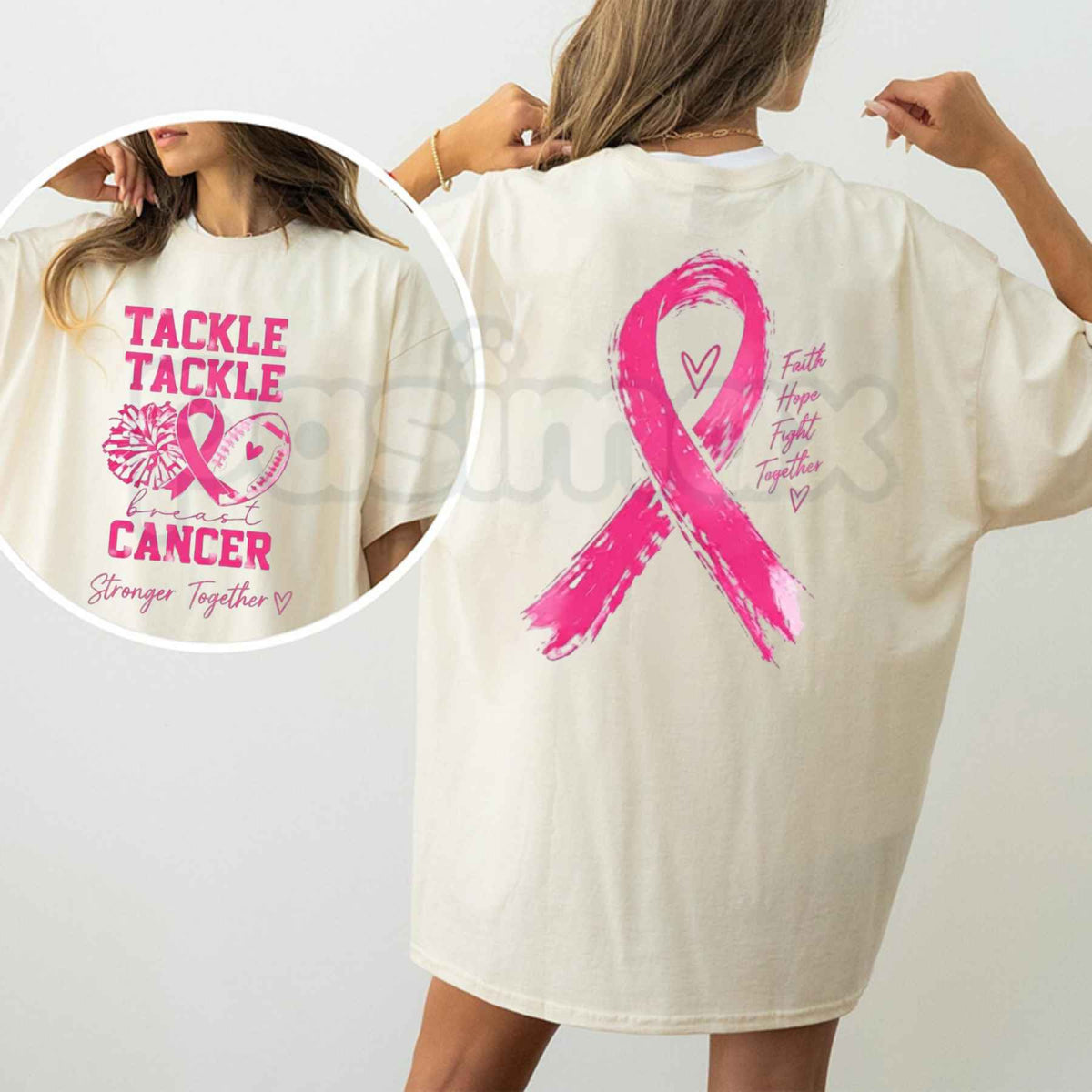 Women's Tackle Breast Cancer Graphic Top – Pink Ribbon Football Awareness Tee-Pasimax