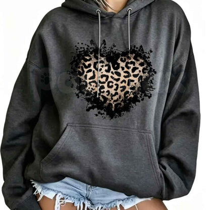 Women's Vintage Distressed Leopard Print Heart Pullover Hoodie – Trendy Retro Cheetah Graphic Sweatshirt, Y2K Alt Aesthetic Hoodie-Pasimax