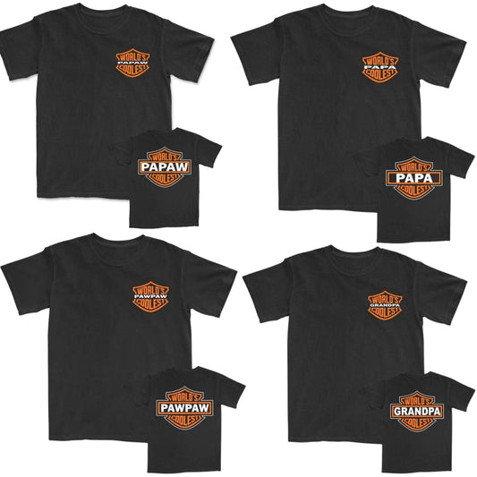 World's Coolest Grandpa Motorcycle T-Shirt - Back Print for Dad, Father's Day & Birthday Gift-Pasimax