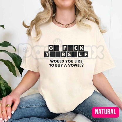 Would You Like To Buy A Vowel T-Shirt – Funny Wheel Of Fortune Parody Unisex Tee-Pasimax