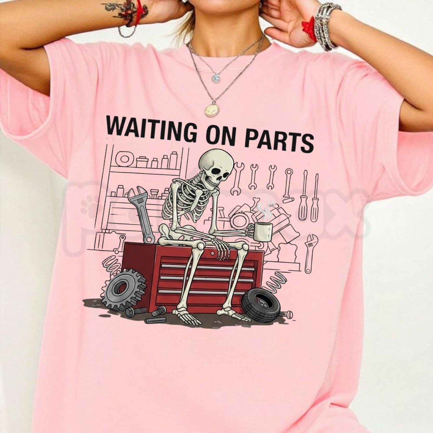 Wrench & Bones Garage Skeleton Tee – Funny Car Enthusiast Gift, Mechanic Humor Graphic Shirt for Men & Women-Pasimax