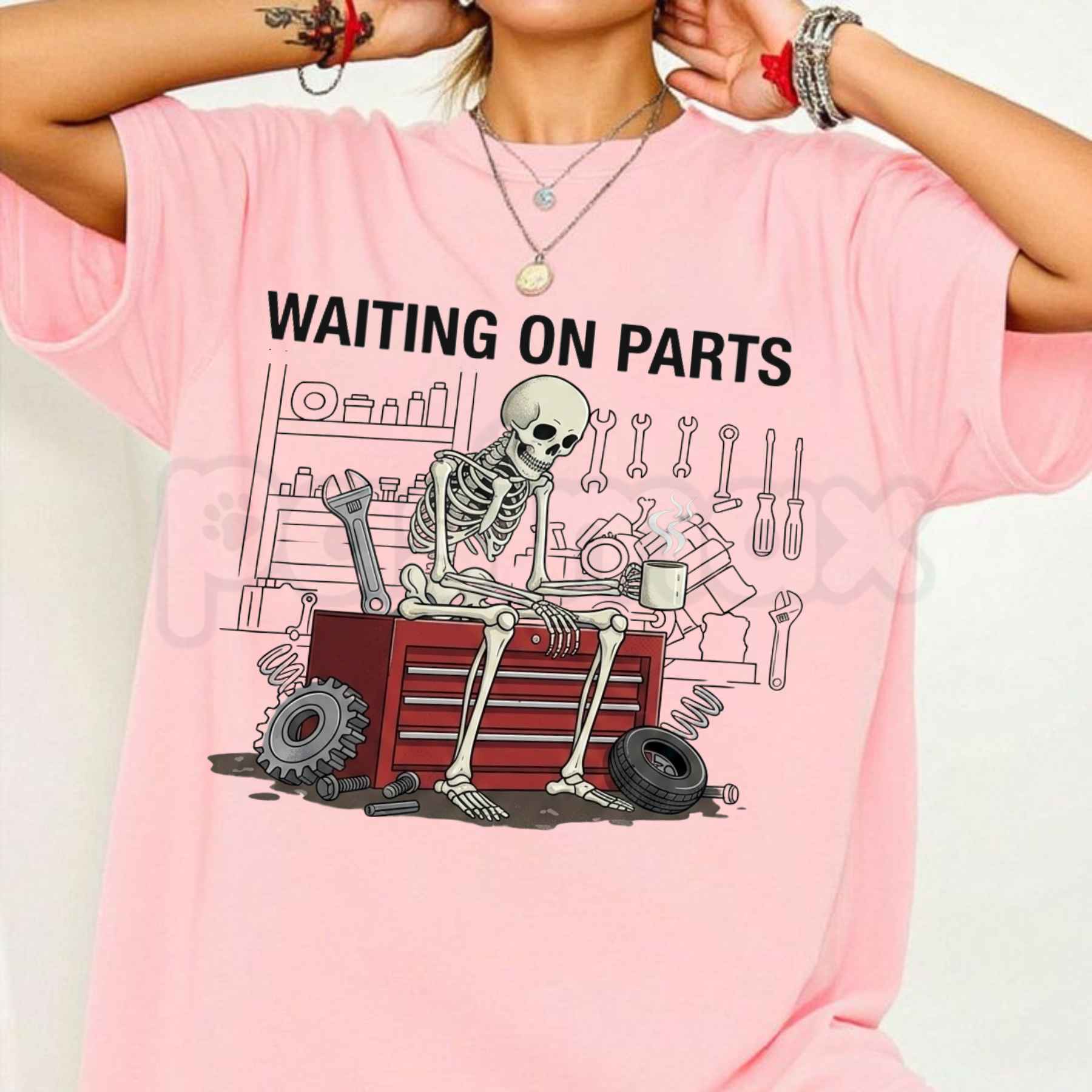 Wrench & Bones Garage Skeleton Tee – Funny Car Enthusiast Gift, Mechanic Humor Graphic Shirt for Men & Women-Pasimax