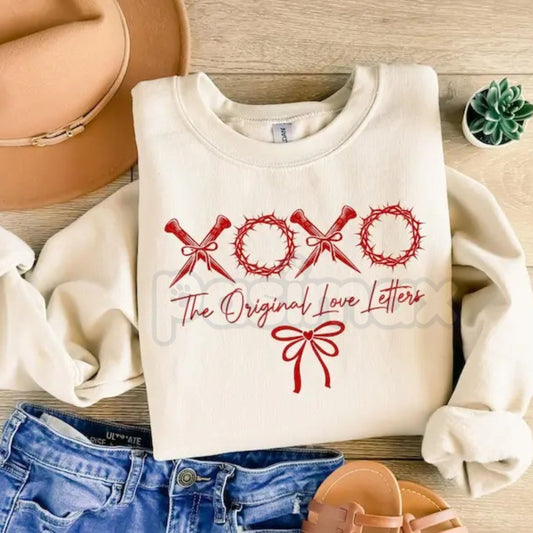 XOXO The Original Love Letters Sweatshirt | Romantic Vintage Aesthetic Crewneck | Valentine's Day Graphic Jumper | Minimalist Love Letter Shirt-Pasimax