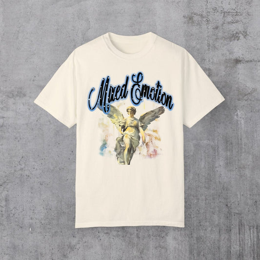 Y2K Street Style T-Shirt - Retro Angel & Flame Graphic Tee, Pure Cotton Hipster Apparel-Pasimax