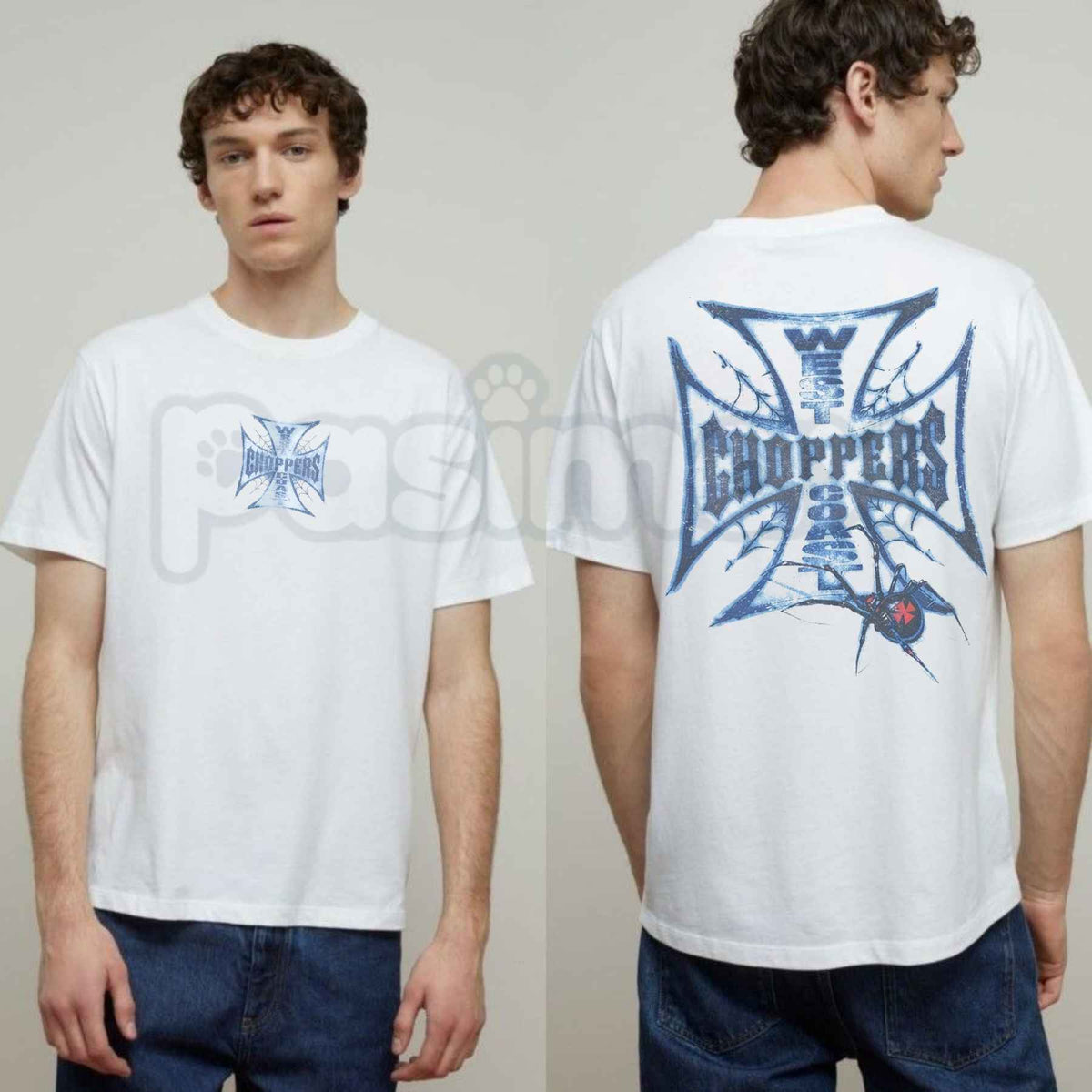 Y2K Vintage Biker West Coast Choppers Spider Web T-Shirt – Retro Graphic Unisex Tee-Pasimax