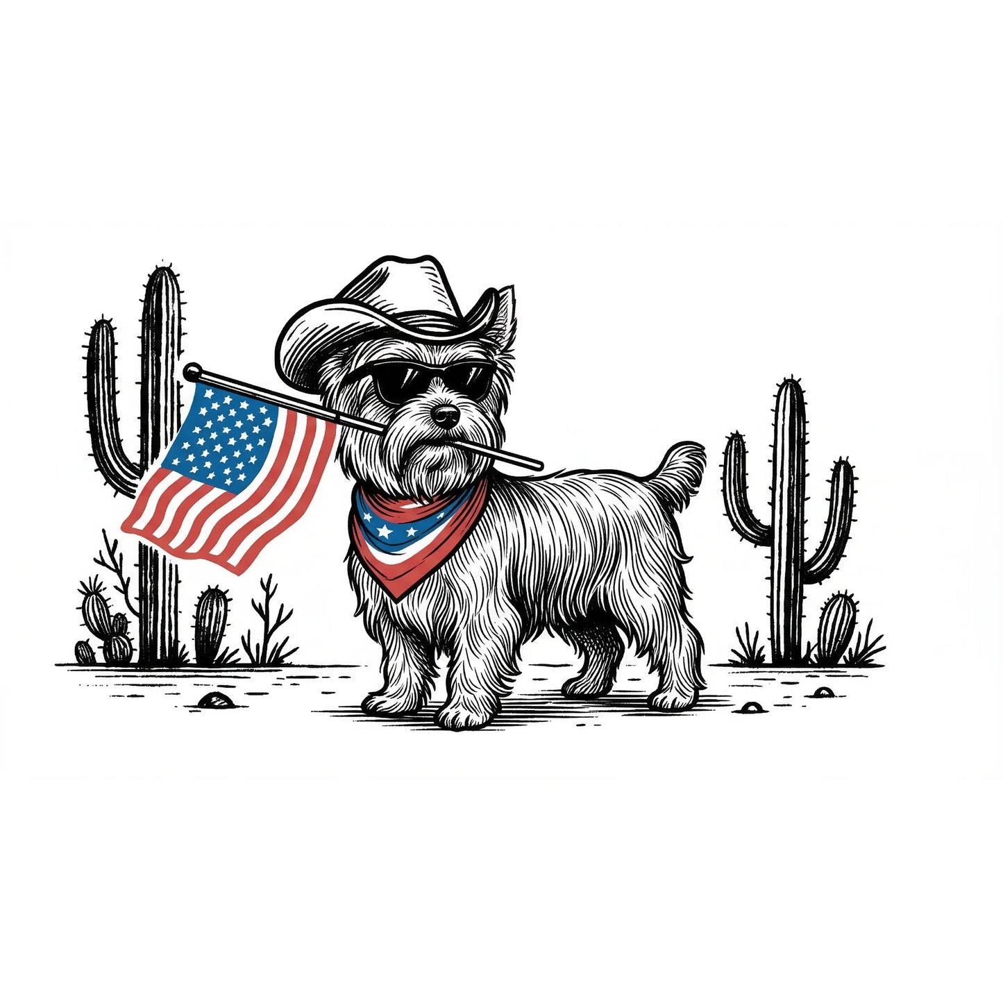 Comfort Colors® Patriotic Western Dog T-Shirt – 50+ Dog Breeds, Cowboy Hat & USA Flag Graphic Tee, Retro 4th of July Dog Lover Gift, Semiquincentennial 2026 Shirt
