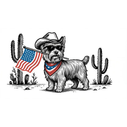 Comfort Colors® Patriotic Western Dog T-Shirt – 50+ Dog Breeds, Cowboy Hat & USA Flag Graphic Tee, Retro 4th of July Dog Lover Gift, Semiquincentennial 2026 Shirt