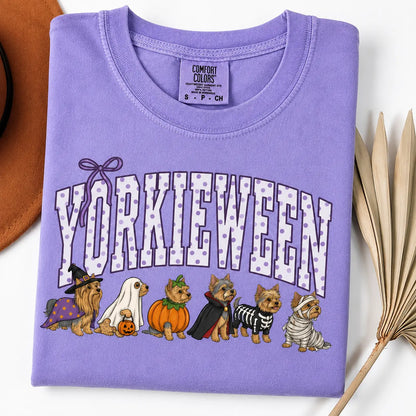 Comfort Colors® Dog Breeds Halloween T-Shirt – Funny Dog Mom Spooky Season Graphic Tee, Vintage Pet Lover Unisex Top