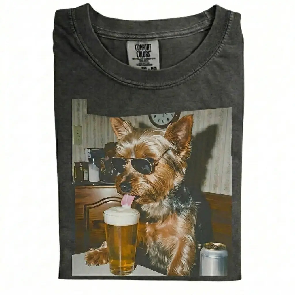 Comfort Colors® Custom Dog Breeds Drinking Beer T-Shirt – Vintage 90s Funny Edgy Dog Meme Tee, Aesthetic Retro Brewery Lover Dog Dad Gift Top
