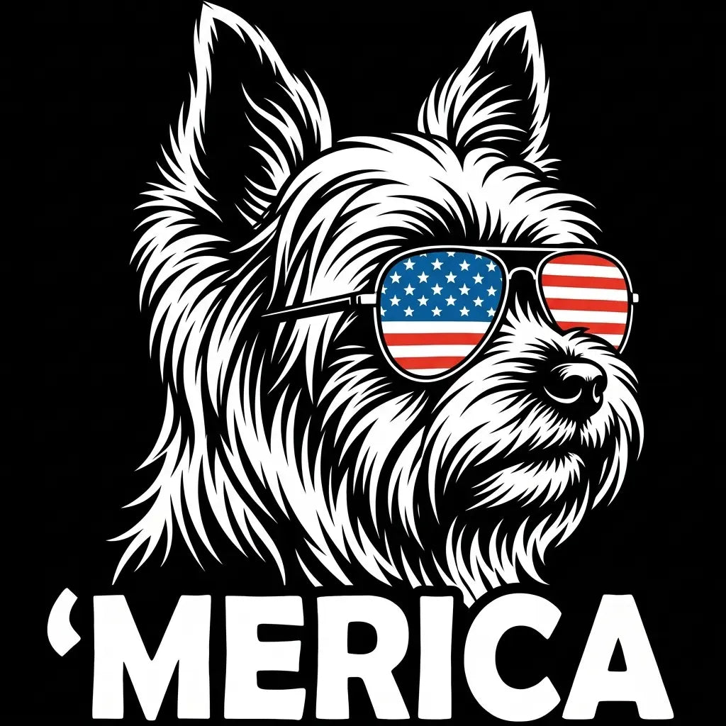 Comfort Colors® Patriotic Dog 4th of July T-Shirt – Funny "Merica" Golden Retriever & Australian Shepherd Shirt, Retro Independence Day Dog Lover Tee