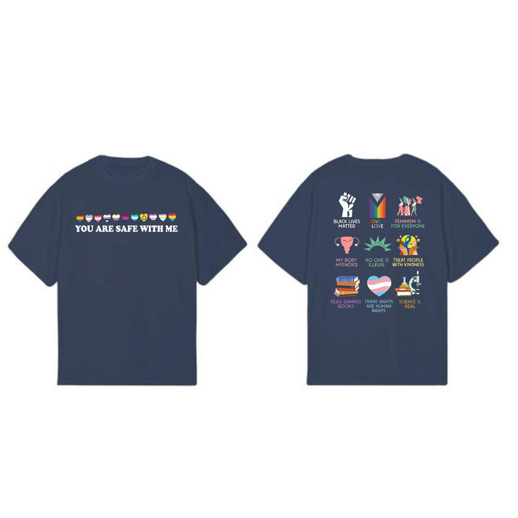 "You Are Safe With Me" T-Shirt - Equality & Human Rights Tee, Inclusive & Ally Statement Shirt-Pasimax