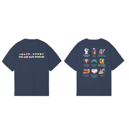 "You Are Safe With Me" T-Shirt - Equality & Human Rights Tee, Inclusive & Ally Statement Shirt-Pasimax