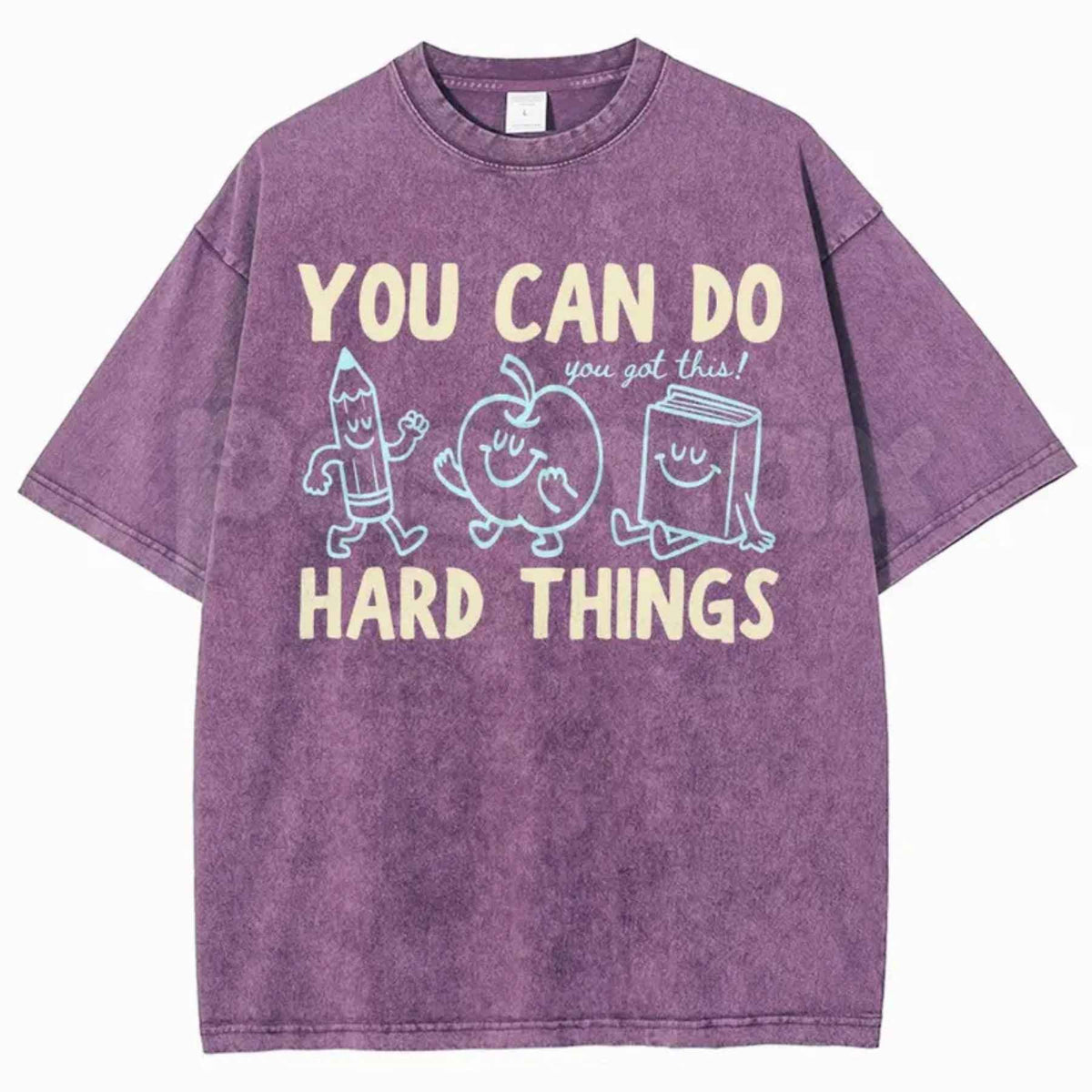 You Can Do Hard Things Shirt – Cute Retro Doodles You Got This Motivational Teacher Tee, Vintage Washed Lightweight Cotton Unisex Graphic Top-Pasimax