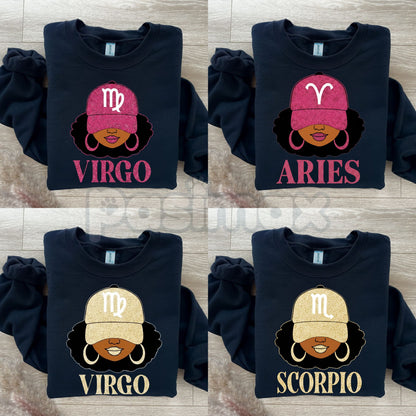 Zodiac Slay Girl Sweatshirt | Astrology Baddie Crewneck | Celestial Star Sign Jumper | Aesthetic Horoscope Gift for Her | Trendy Spiritual Graphic Pullover- Pasimax