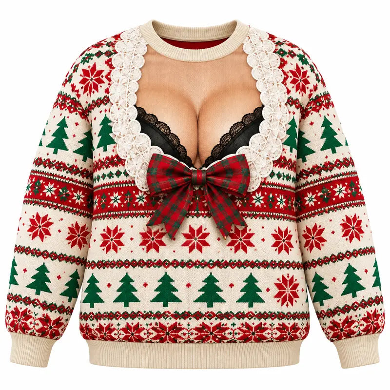 Funny Ugly Christmas Knitted Sweater – Hilarious Holiday Party Jumper, Festive Crewneck Pullover for Men & Women