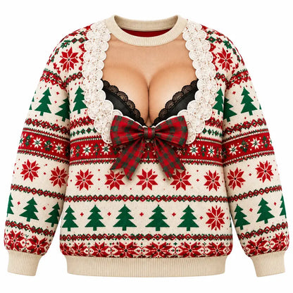 Funny Ugly Christmas Knitted Sweater – Hilarious Holiday Party Jumper, Festive Crewneck Pullover for Men & Women