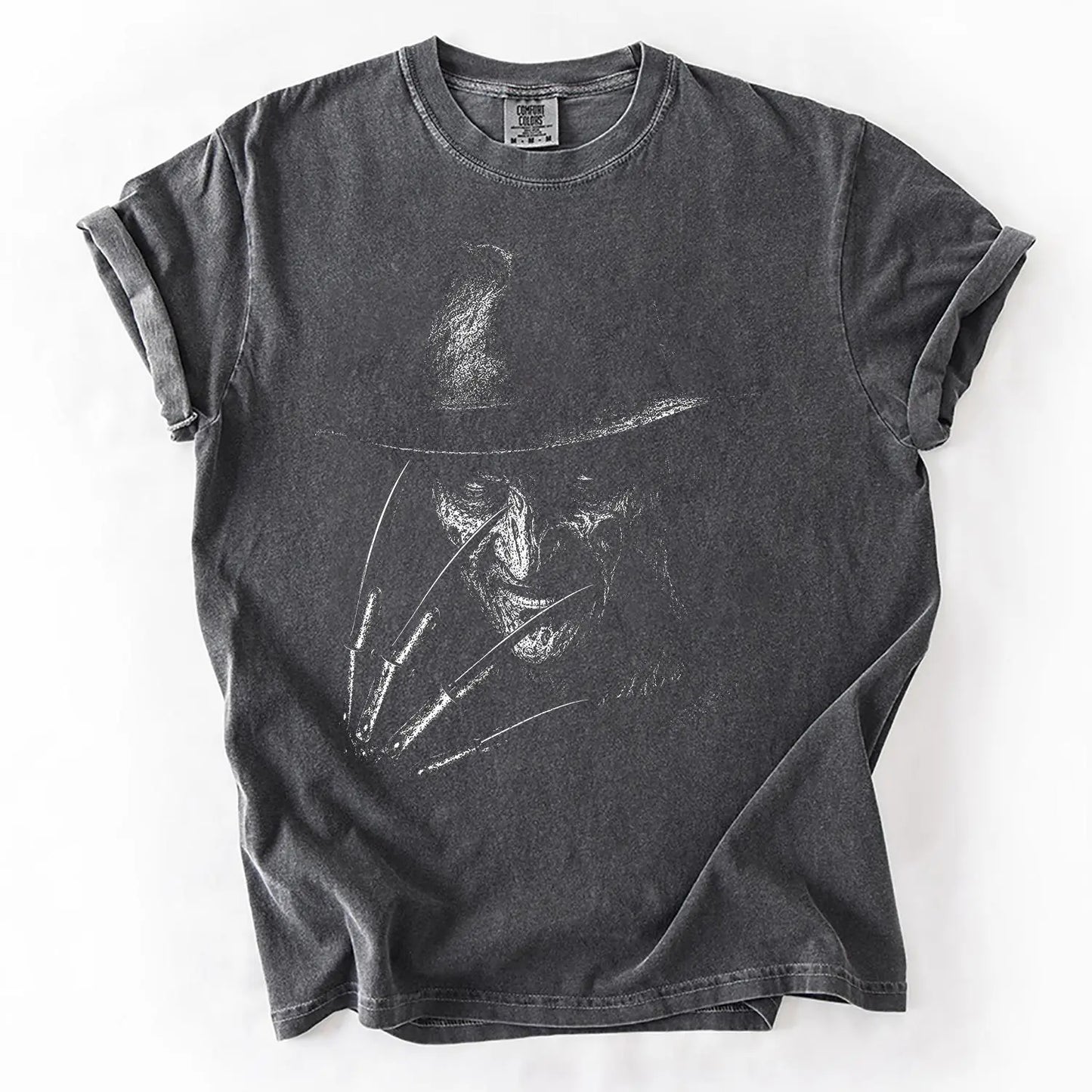 Comfort Colors® Retro Horror Movie Characters T-Shirt – Vintage Scary Movie Icons Halloween Graphic Tee, Spooky Slasher Unisex Top