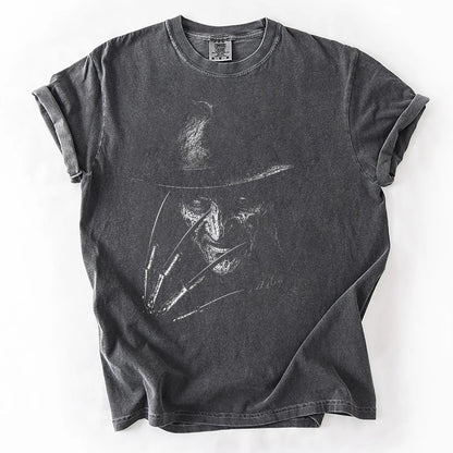 Comfort Colors® Retro Horror Movie Characters T-Shirt – Vintage Scary Movie Icons Halloween Graphic Tee, Spooky Slasher Unisex Top