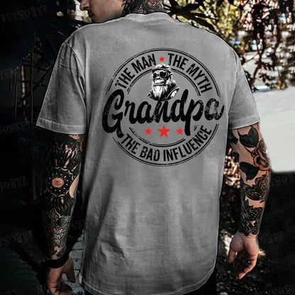 "The Man The Myth Grandpa The Bad Influence" T-Shirt – Funny Monkey Graphic Tee
