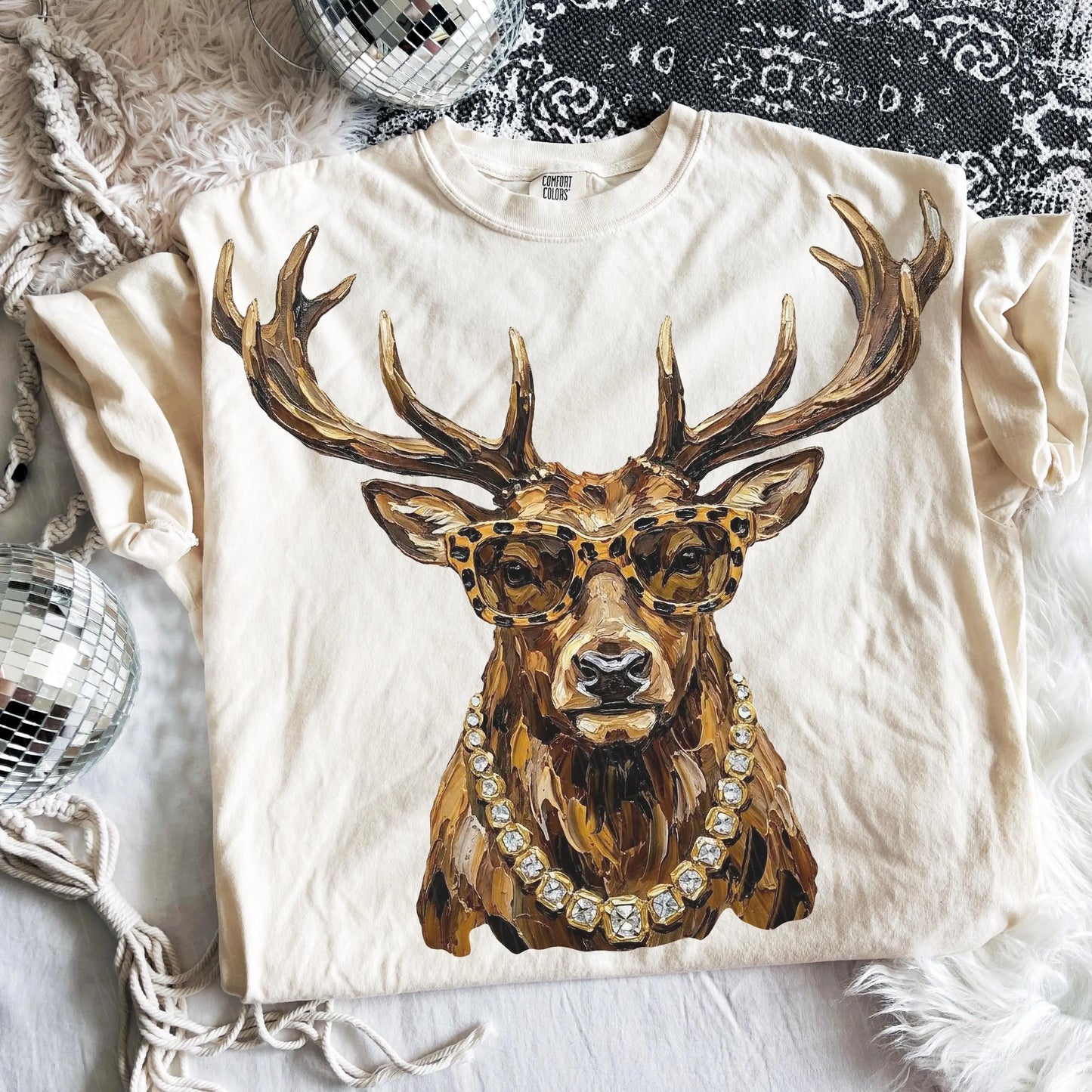 Comfort Colors® Glam Whitetail Animals Hunting Season T-Shirt – Preppy Leopard Print Deer, Duck, Bear & Elk Graphic Unisex Top