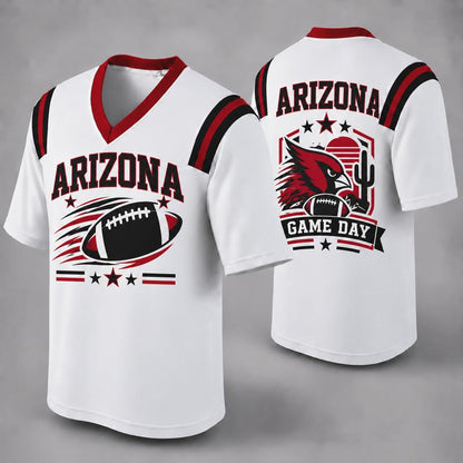 32 Team Styles Available, Unisex American Football Fan Jersey, White V-Neck Mesh Game Day Shirt