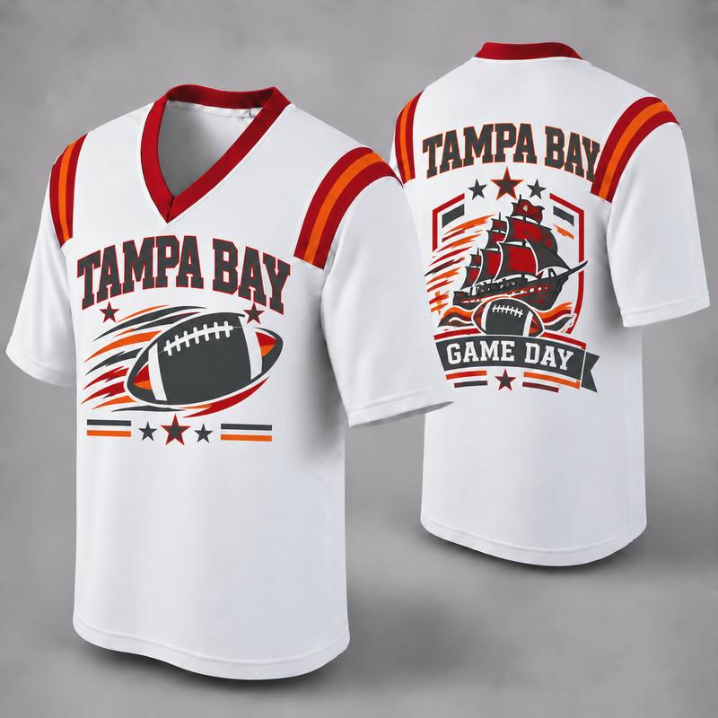 32 Team Styles Available, Unisex American Football Fan Jersey, White V-Neck Mesh Game Day Shirt