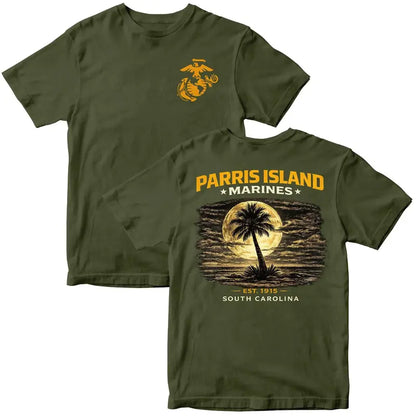 Parris Island Marines T-Shirt – Official USMC Recruit Depot Pride Tee, Remastered Heavy Cotton South Carolina Training Top, Soft Lived-In Military Heritage Shirt, Made in USA
