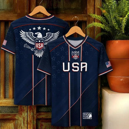 2026 America Soccer Jersey for Men – USA Football Fan Shirt, Quick-Drying V-Neck Casual Sportswear