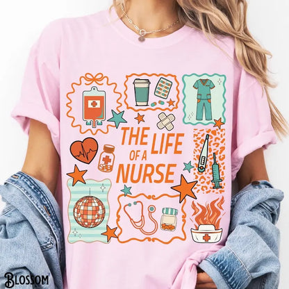 Comfort Colors® 'The Life of a Nurse' T-Shirt – Nursing Doodle Tee, RN Appreciation Gift, Funny Music Lover Shirt