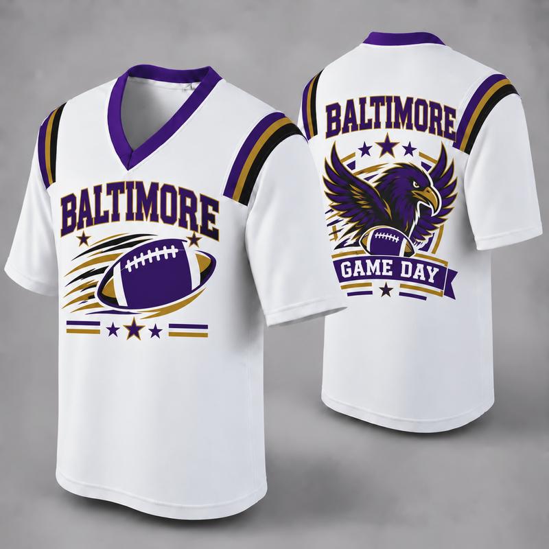 32 Team Styles Available, Unisex American Football Fan Jersey, White V-Neck Mesh Game Day Shirt