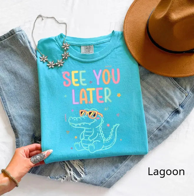 Comfort Colors® See You Later Shirt – Retro Teacher Summer T-Shirt, Funny Alligator Graphic Tee, Vintage End Of School Top, Cute Student Gift