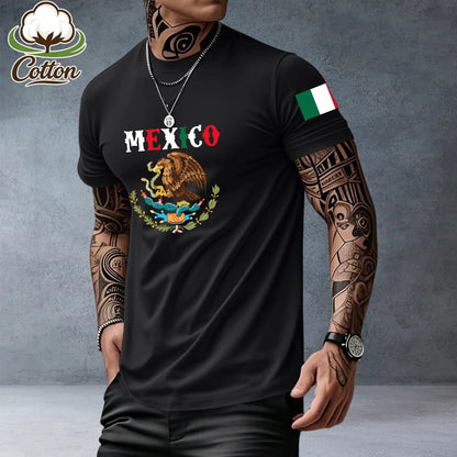 Mexican-Themed Print T-Shirt for Men – Retro Mexico Pride Graphic Tee, Bold Latino Heritage Unisex Streetwear Shirt