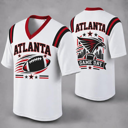 32 Team Styles Available, Unisex American Football Fan Jersey, White V-Neck Mesh Game Day Shirt