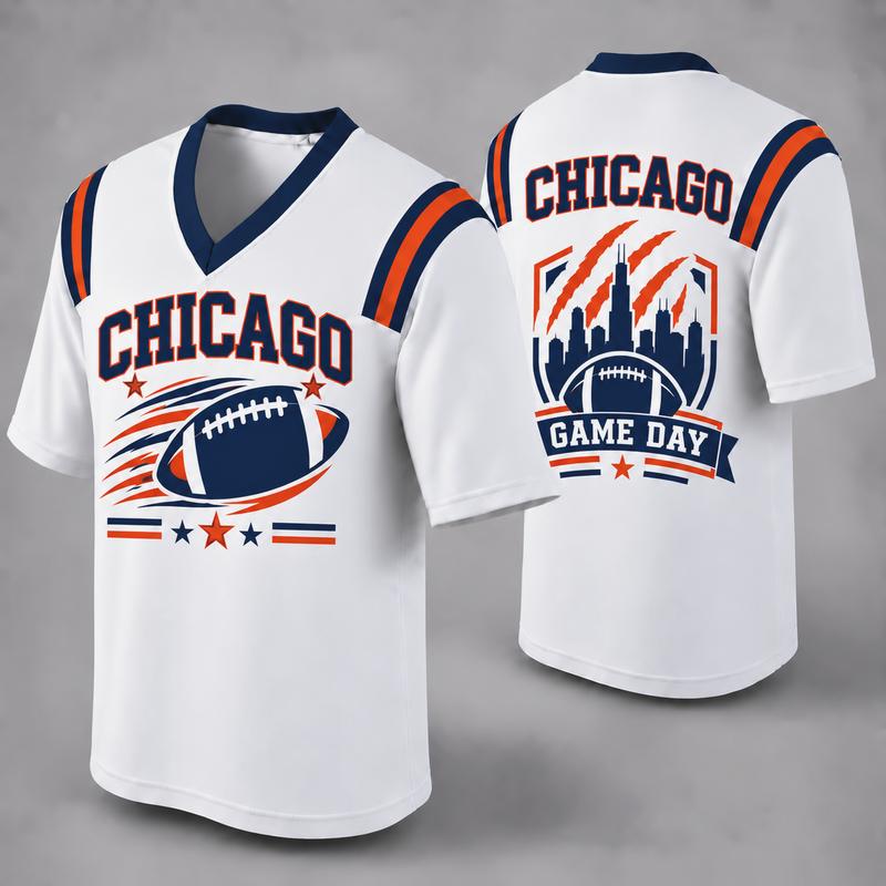 32 Team Styles Available, Unisex American Football Fan Jersey, White V-Neck Mesh Game Day Shirt