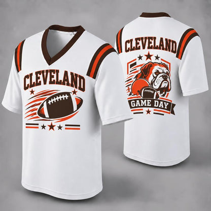 32 Team Styles Available, Unisex American Football Fan Jersey, White V-Neck Mesh Game Day Shirt