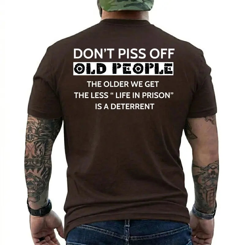 "The Older We Get The Less Life In Prison Is A Deterrent" Funny T-Shirt – Retro Senior Citizen Humor Unisex Short Sleeve Graphic Tee