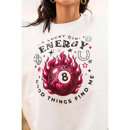 Lucky Girl Energy T-Shirt – Positive Manifestation Unisex Cotton Graphic Tee