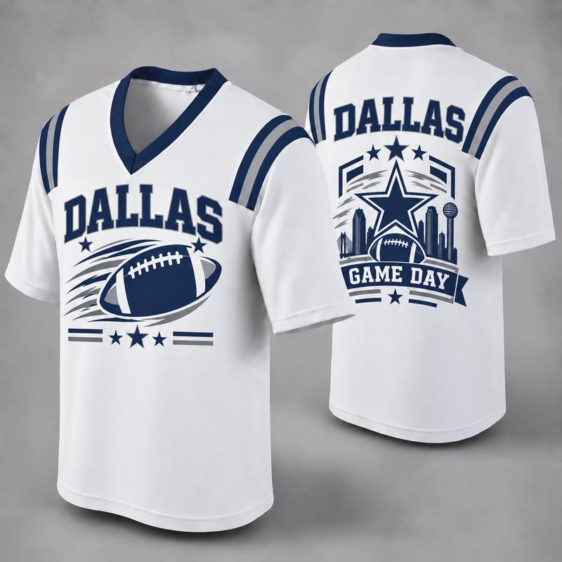32 Team Styles Available, Unisex American Football Fan Jersey, White V-Neck Mesh Game Day Shirt