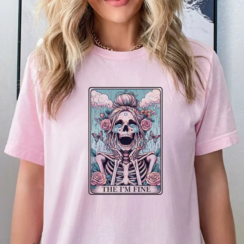 Tarot Card Mental Health T-Shirt – Funny Spiritual Wellness Graphic Tee, Remastered Heavy Cotton Unisex Non-Fitted Top, Soft Lived-In Relaxed Fit Casual Apparel, Made in USA